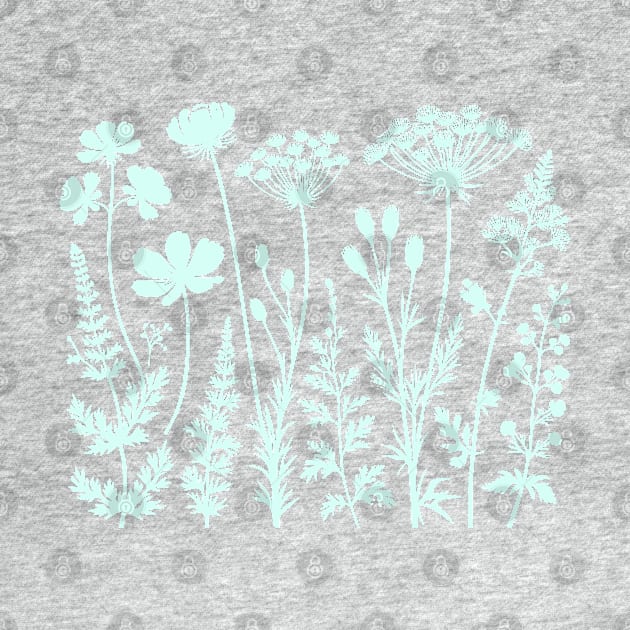 Ethereal Mint Floral Silhouettes by Black & Bloom 